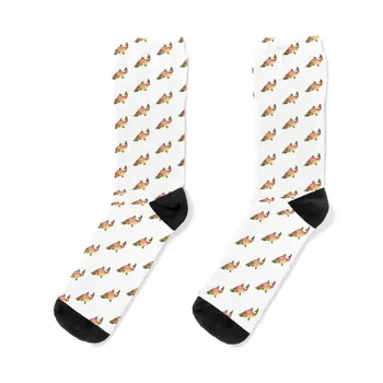 Носки с акварелью из рыбы Нерка, новогодние противоскользящие носки, женские, мужские