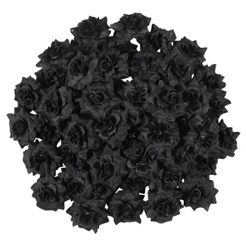 LUOEM 50шт Имитация шелковых роз для украшения шляпы, одежды, альбома (черный)