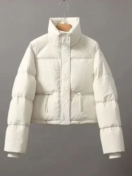Женская куртка, Новая корейская версия, короткая куртка с воротником-стойкой, подбитая хлопком, утепленные теплые парки, зимние куртки для женщин, пальто