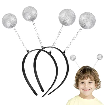 Ободки-антенны с блестящими весенними шариками, инопланетные ленты для волос, Сувениры для рождественской вечеринки на Хэллоуин, украшения для детей и женщин