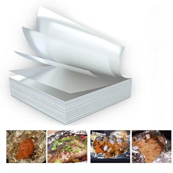 Коммерческий лист алюминиевой фольги для барбекю, термостойкая и маслостойкая утолщенная прокладка из фольги, специально для фритюрниц 100ШТ.