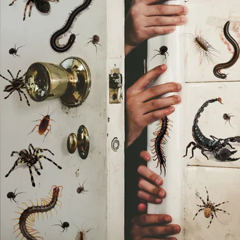 Наклейки с насекомыми на стены, пугающие Тараканы, мухи, муравьи, сороконожки и скорпионы, наклейки-розыгрыши для домашнего декора