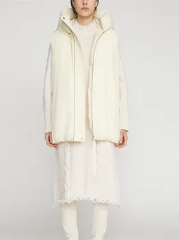 Женский пуховик без рукавов с капюшоном, новинка зимы 2023, однотонное женское универсальное утолщенное теплое пальто