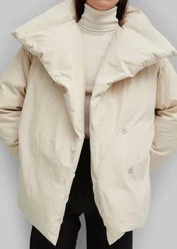 Женское пальто на белом утином пуху Elfbop - женская зимняя новинка 2019 года, черный/бежевый мягкий теплый пуховик
