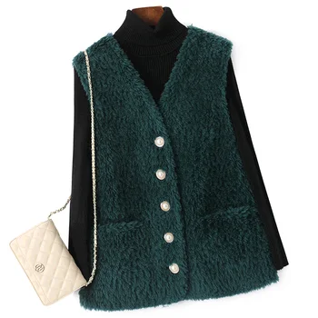 Зимняя женская меховая куртка Hwitex, жилет для стрижки овец, официальный женский тренч, шерстяной жилет HW5046