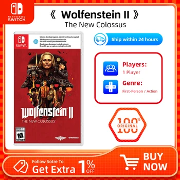 Wolfenstein 2: Новый Колосс -игры Nintendo Switch Поддерживают физический картридж для настольных игр для телевизора и портативных игр.