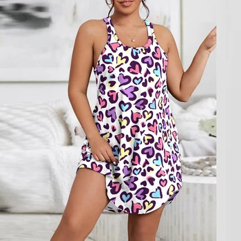Новые летние сексуальные платья без рукавов для женщин с юбкой с леопардовым принтом Повседневное свободное платье оверсайз Сексуальный пляжный сарафан Vestidos Robe
