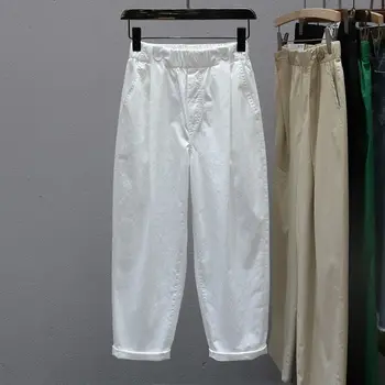 Летние повседневные брюки Женские 2023, Тонкие брюки Harun с эластичной резинкой на талии, 7-дюймовые брюки