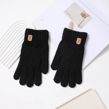 2023 Новые мужские теплые перчатки Зимние перчатки с сенсорным экраном плюс флисовые перчатки холодные теплые шерстяные вязаные перчатки