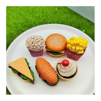 Модели еды из смолы Kawaii Mix, мини-чашка для гамбургеров, сэндвич-торт, кабошон для брелоков 