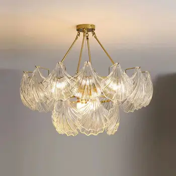Современный минималистичный свет Роскошная Светодиодная люстра из художественного стекла для гостиной Виллы отеля с гальваническим покрытием из меди Декоративная лампа