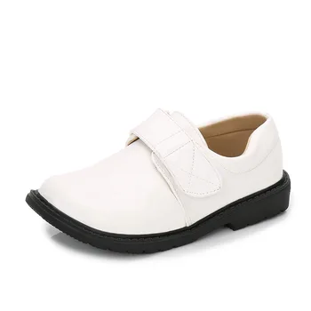 Детские черно-белые модельные туфли для мальчиков 2022 Осенняя модная обувь для маленьких мальчиков для выступлений, Мягкая дышащая Новая кожаная обувь