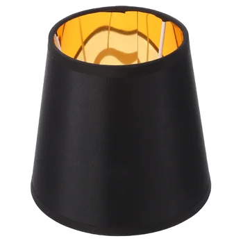 Черный тканевый абажур, основание E14, Золотистая подкладка, тканевый абажур, Винтовая крышка лампы, домашняя настольная лампа, напольный светильник, маленький