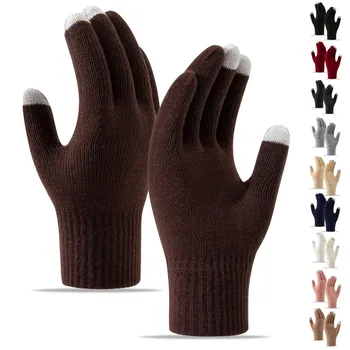 Модные мужские и женские перчатки для велоспорта и катания на лыжах, теплые спортивные вязаные шерстяные перчатки