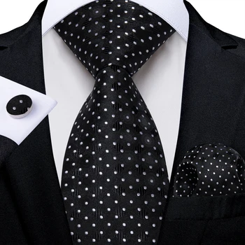2023 Новые официальные деловые галстуки в черно-белую точку для мужчин, Шелковые, полиэфирные, мужские костюмы для свадебной вечеринки, Аксессуары для жениха, подарок мужчине