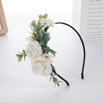 Креативная простая повязка на голову для девочек, ежедневный головной убор из сказочной белой розы, обруч для волос